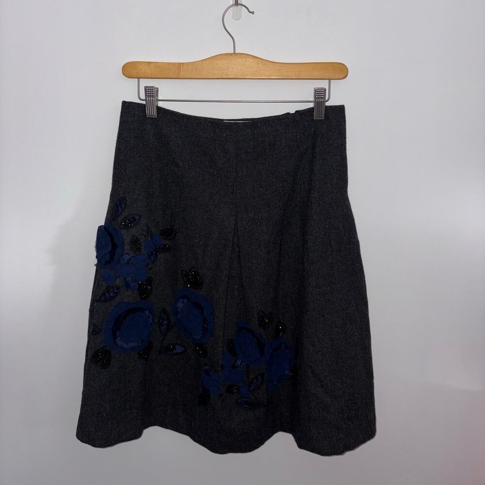 Vintage Talbots Embellished Floral Wool Blend Skirt Y2K Dark Academia Sz 6P